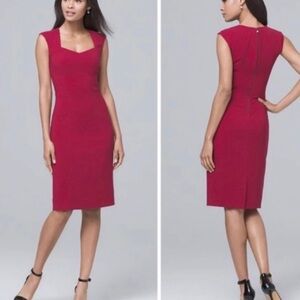 White House Black Market Princess Cut Wine Colored Sheath Dress Exposed Zip-14